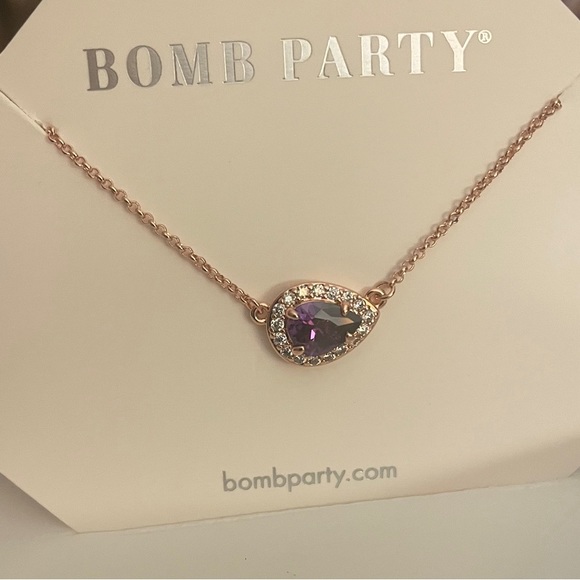 💜 Gorgeous amethyst and diamond CZ necklace on rose gold plating 💜 - Picture 1 of 2